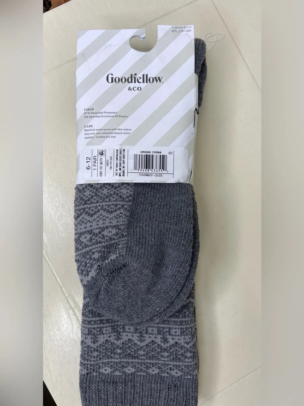 Brand New Goodfellow & Co Crew Men’s Grey Socks
